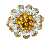 Dolce & Gabbana Gold Brass Yellow Crystal Flower Ring -   -  Dolce & Gabbana.